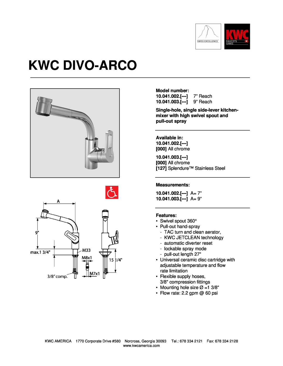 KWC 10.041.003, 10.041.002 manual Kwc Divo-Arco 