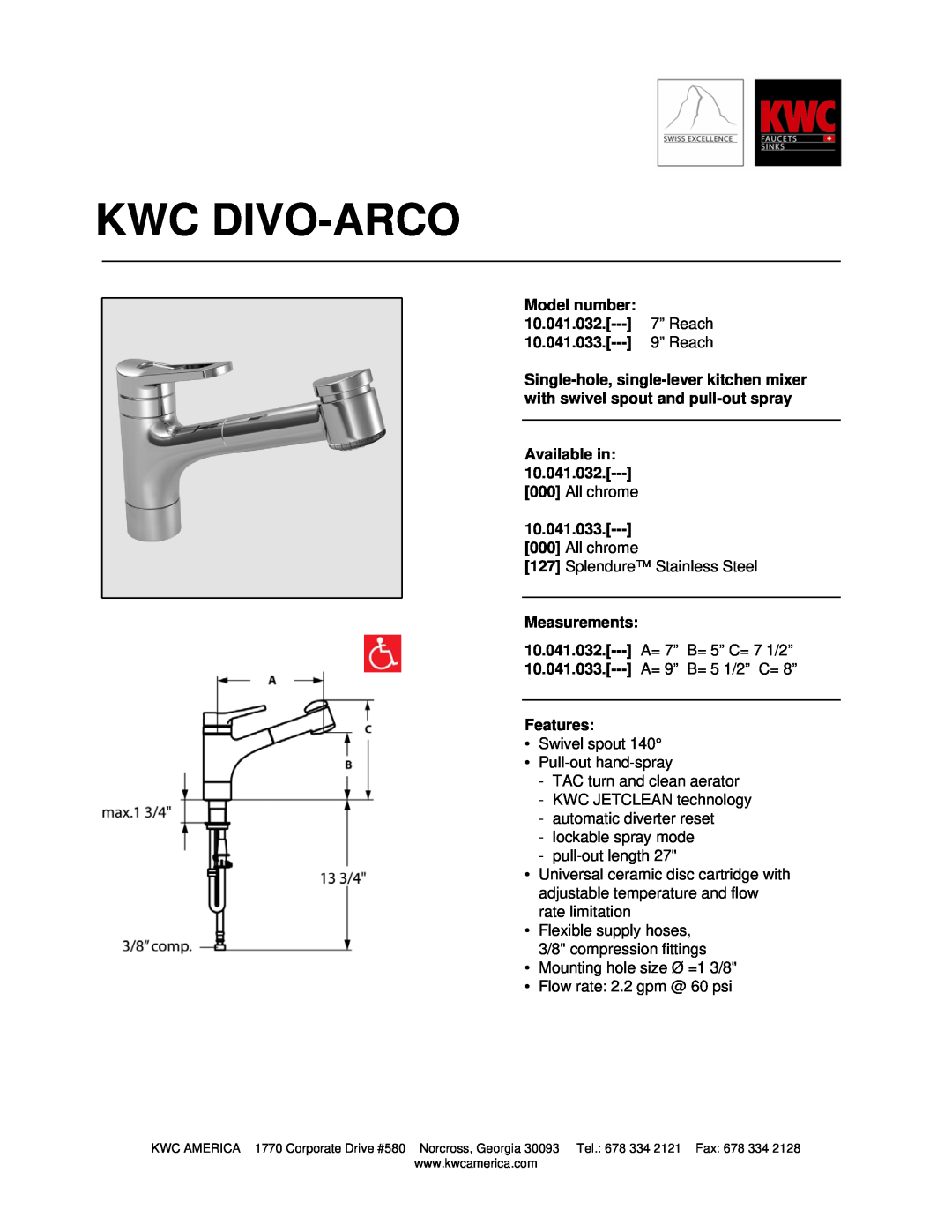 KWC 10.041.033, 10.041.032 manual Kwc Divo-Arco 