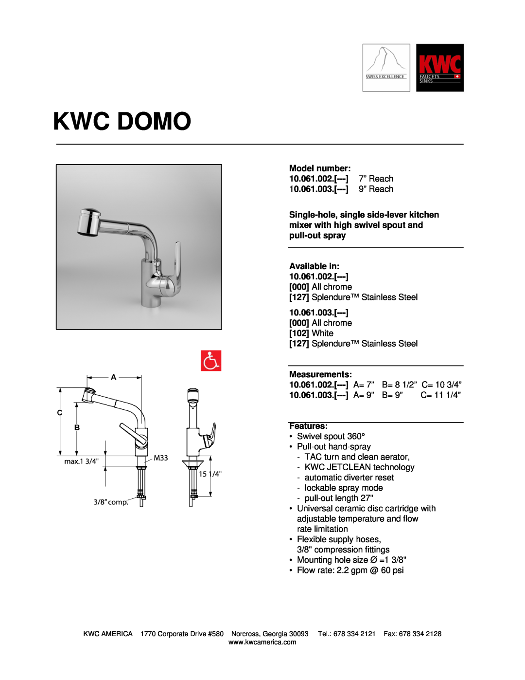KWC 10.061.003, 10.061.002 manual Kwc Domo 