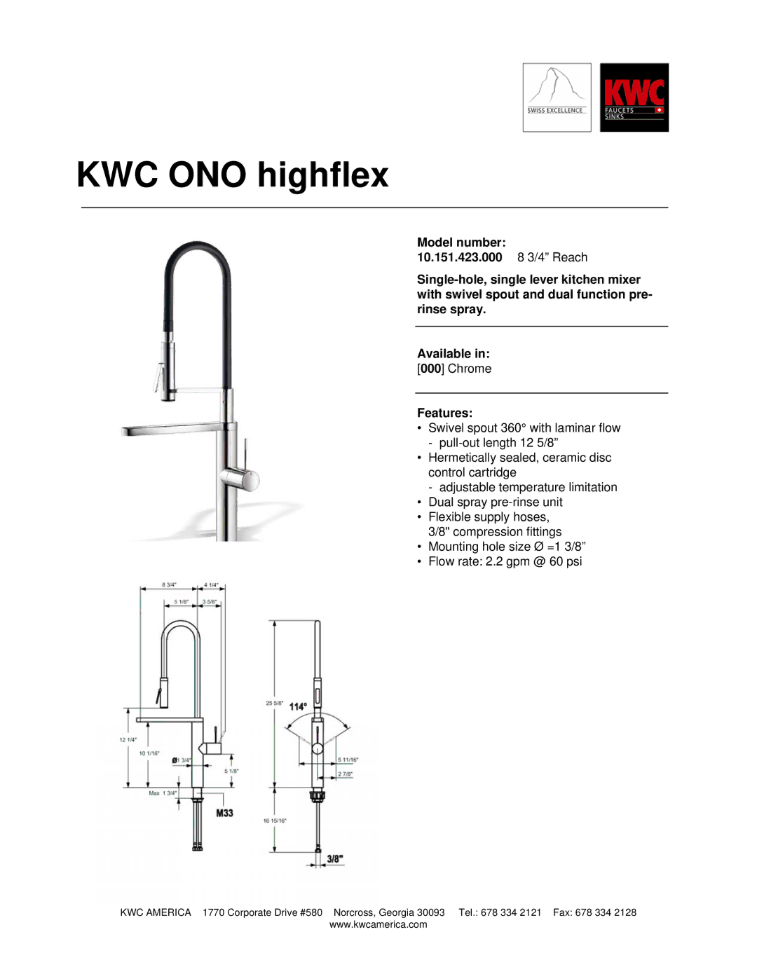 KWC 10.151.423.000 manual KWC ONO highflex 