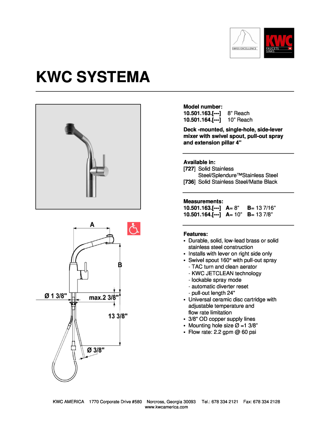 KWC 10.501.164 manual Kwc Systema 