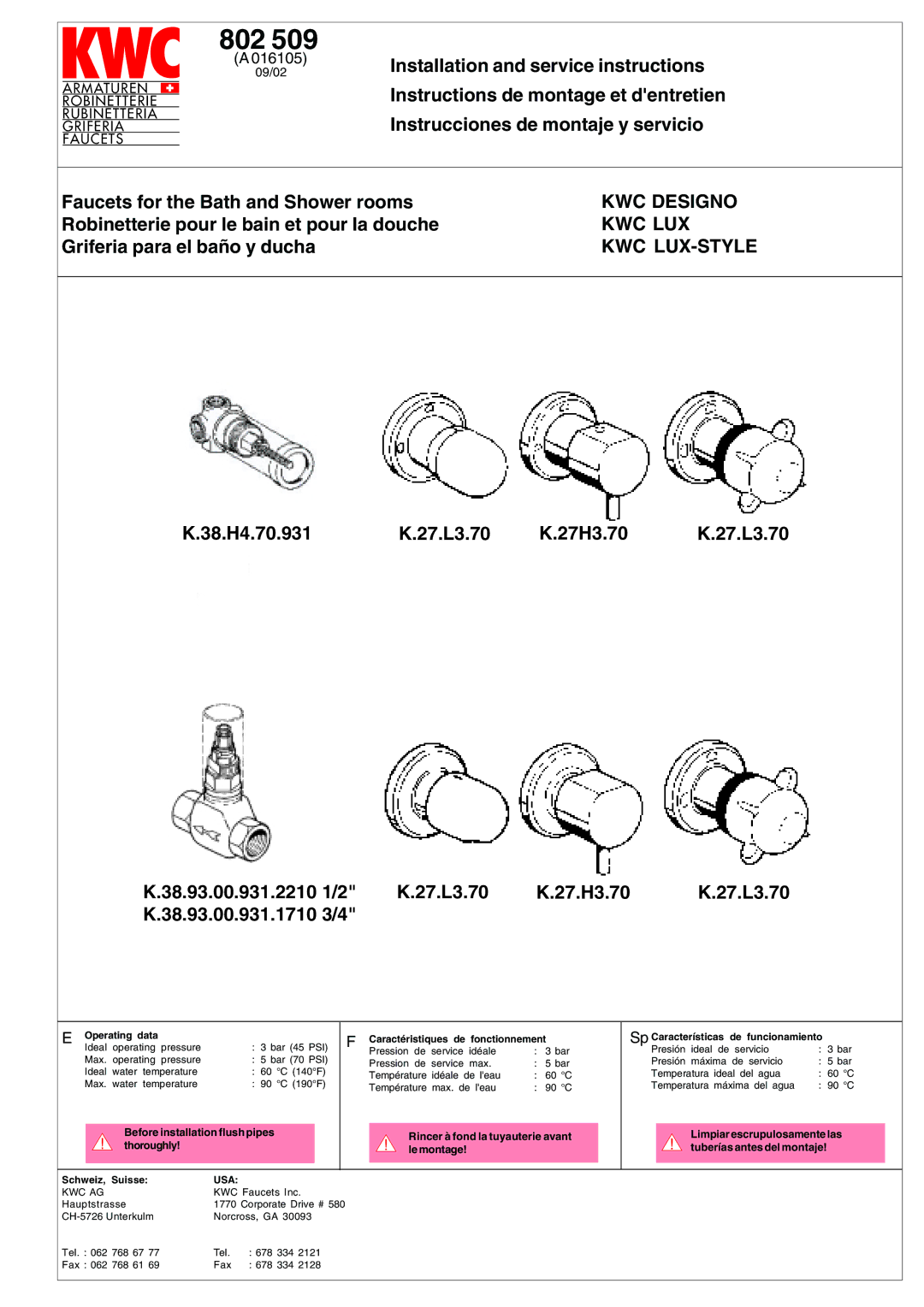 KWC A016105 manual 802 