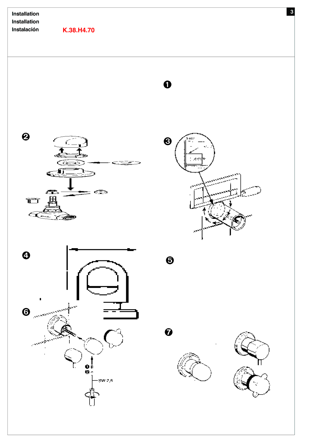 KWC A016105 manual Installation Instalación K.38.H4.70 