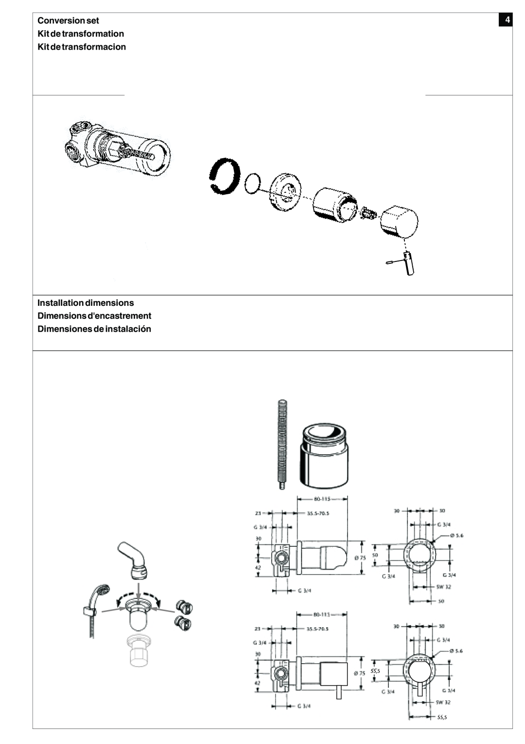 KWC A016105 manual Conversion set, Kit de transformation Kit de transformacion 