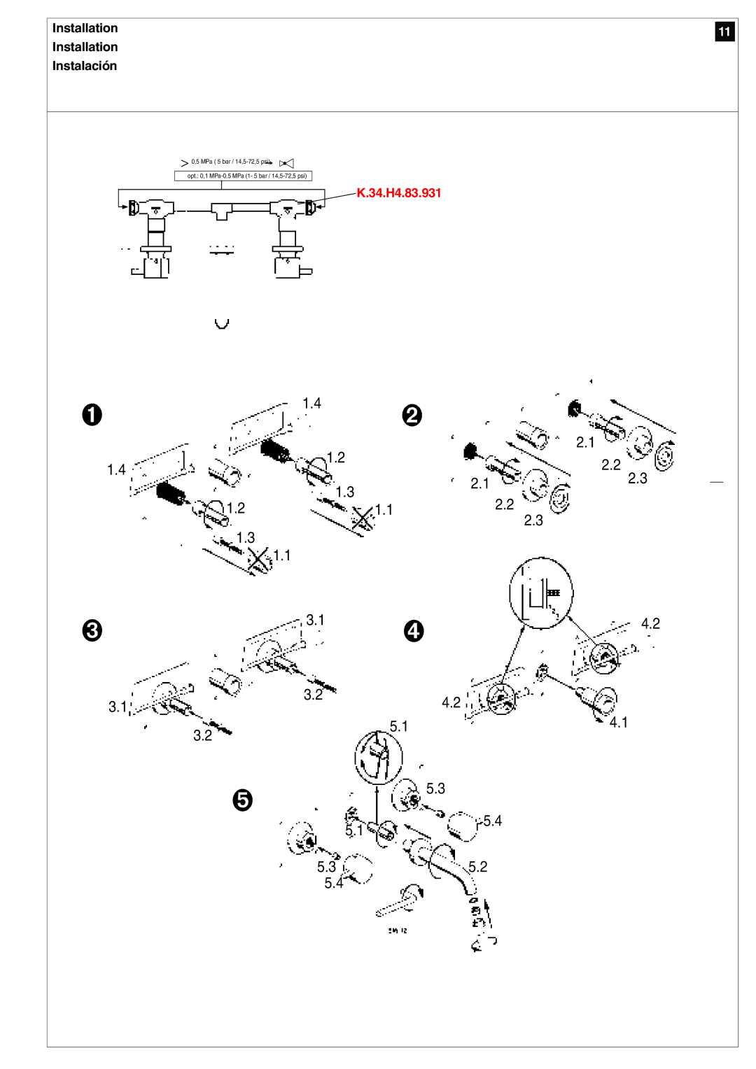 KWC K.13.H1.42, K.12.H1.11T, K.12.H1.16, K.11.H3.73, K.12.H3.11, K.10.H1.11 manual 34.H4.83.931 