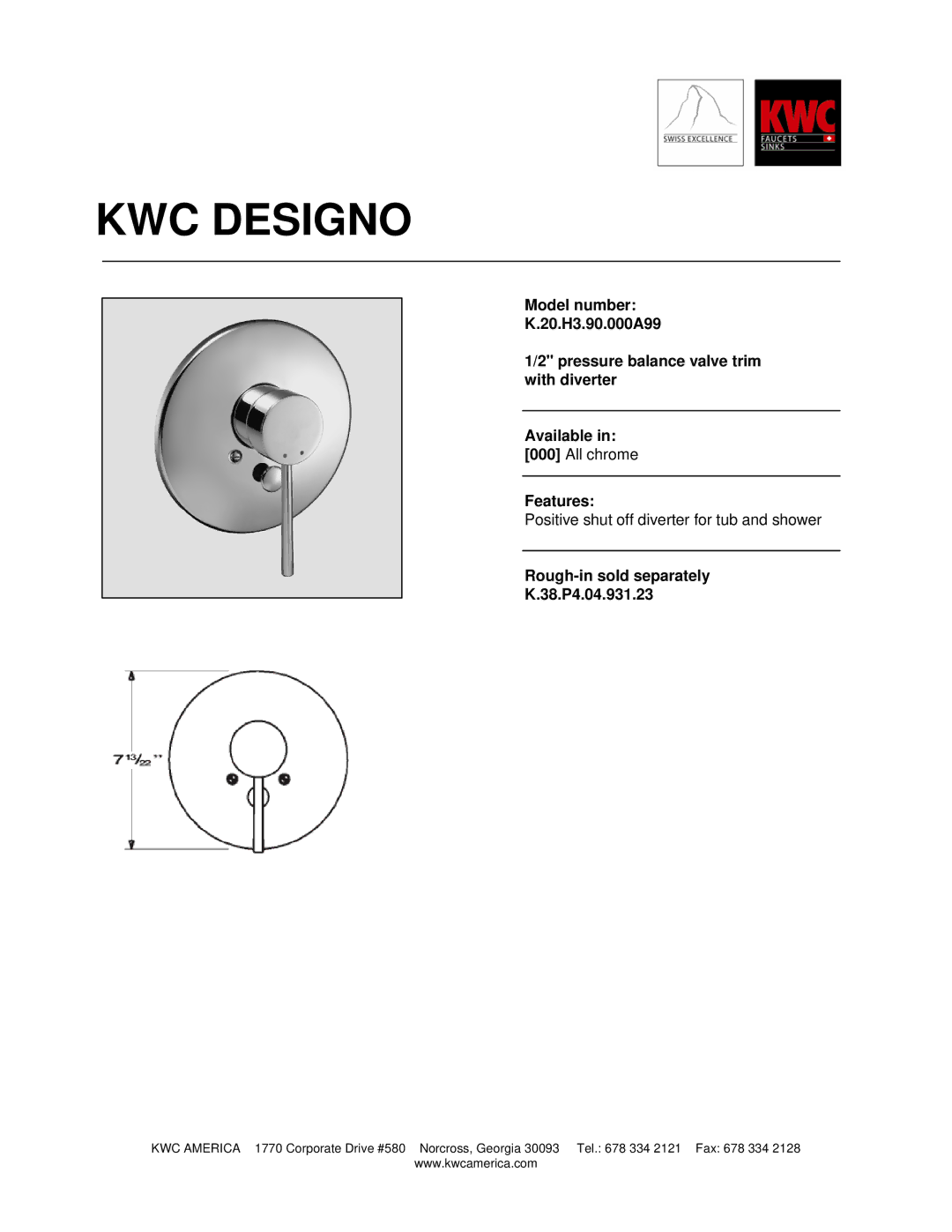 KWC K.20.H3.90.000A99 manual KWC Designo 