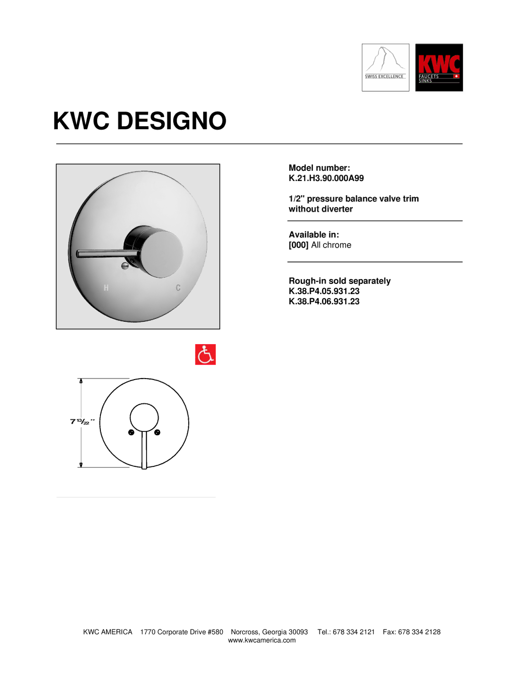 KWC K.21.H3.90.000A99 manual KWC Designo 