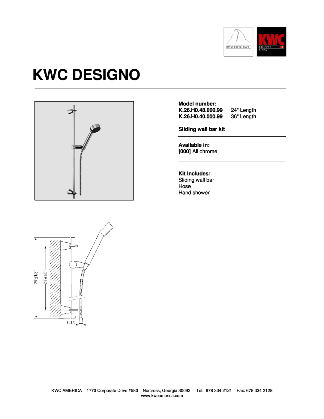 KWC K.26.H0.48.000.99 manual Kwc Designo 