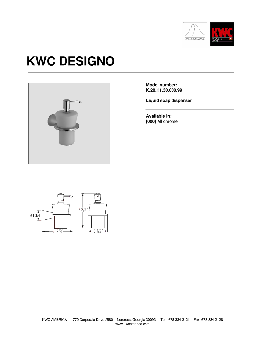 KWC K.28.H1.30.000.99 manual KWC Designo 