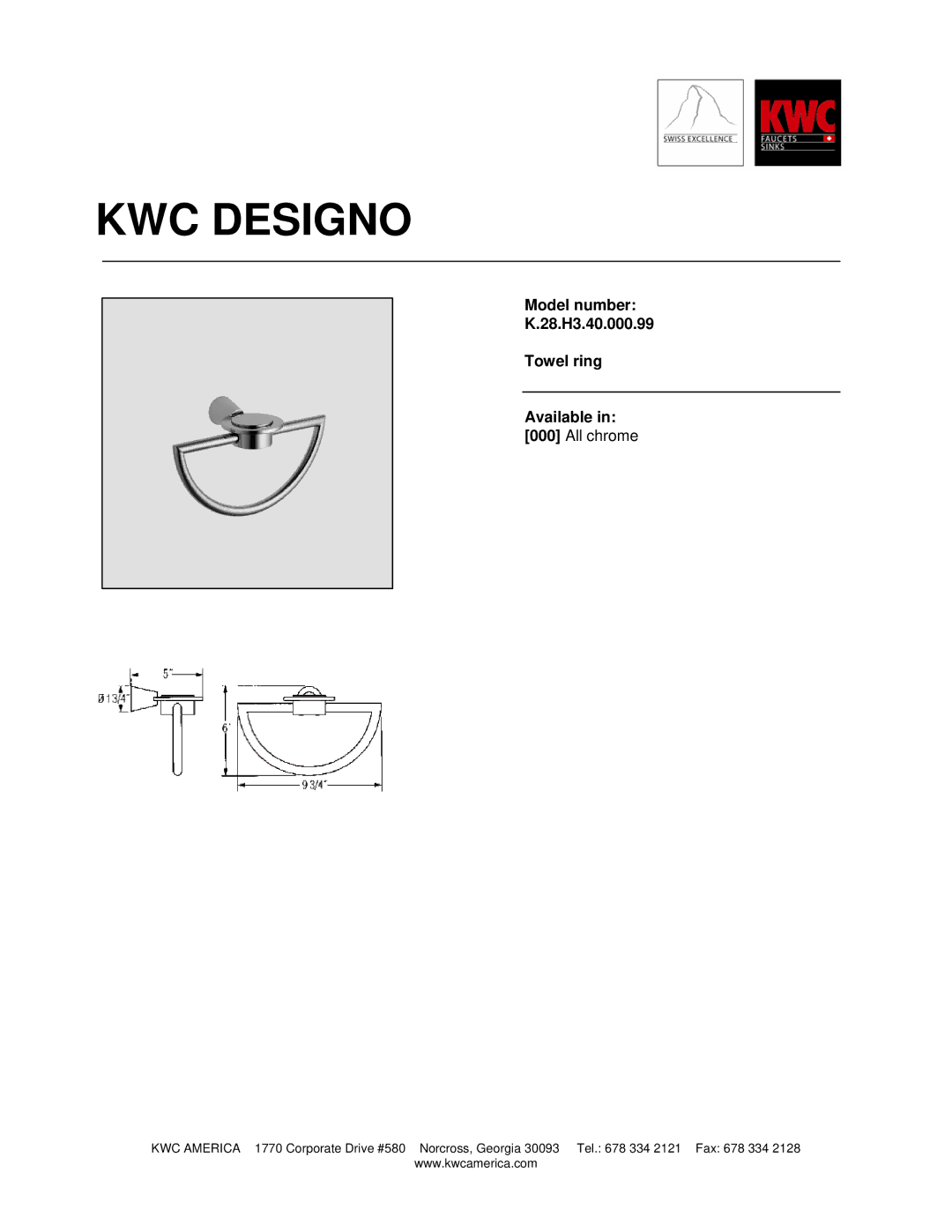 KWC K.28.H3.40.000.99 manual KWC Designo 