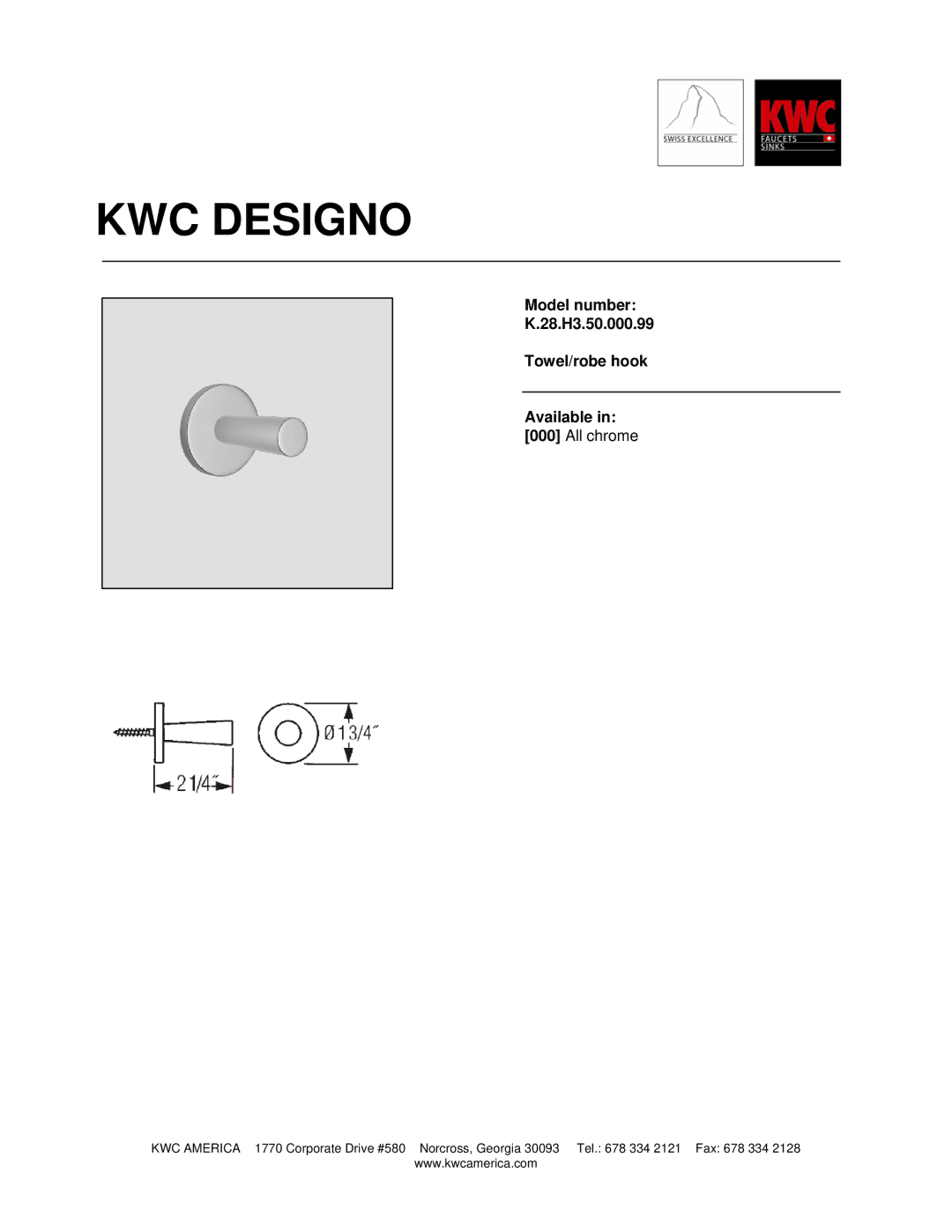 KWC K.28.H3.50.000.99 manual KWC Designo 