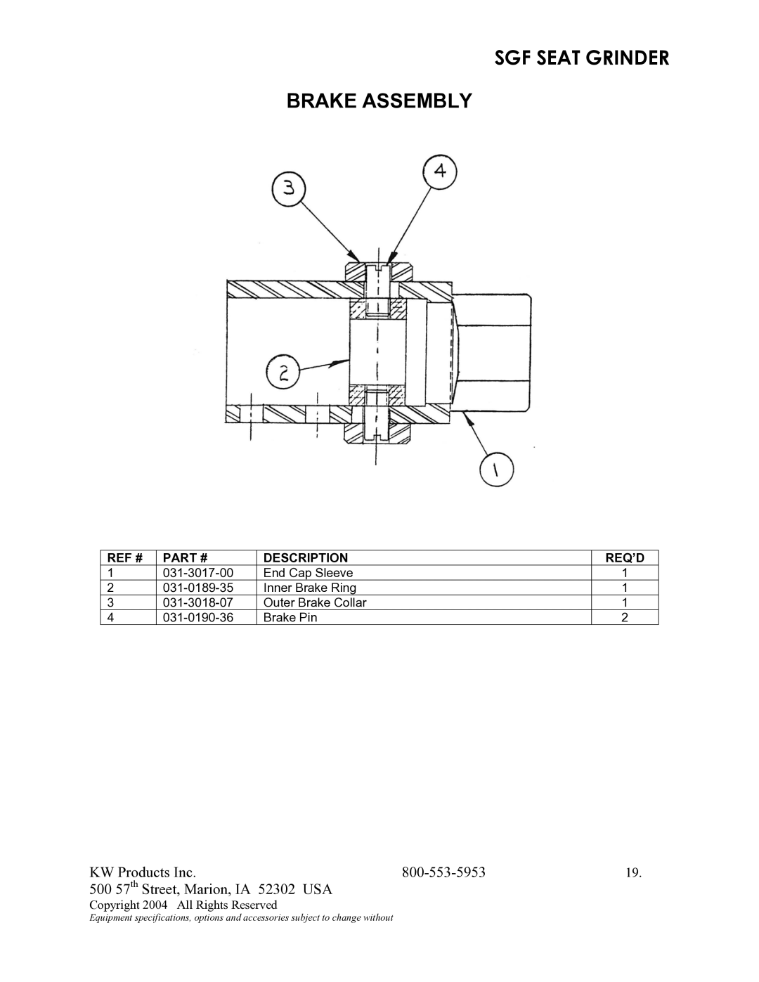 Kwik Tek 800-553-5953 manual Brake Assembly 