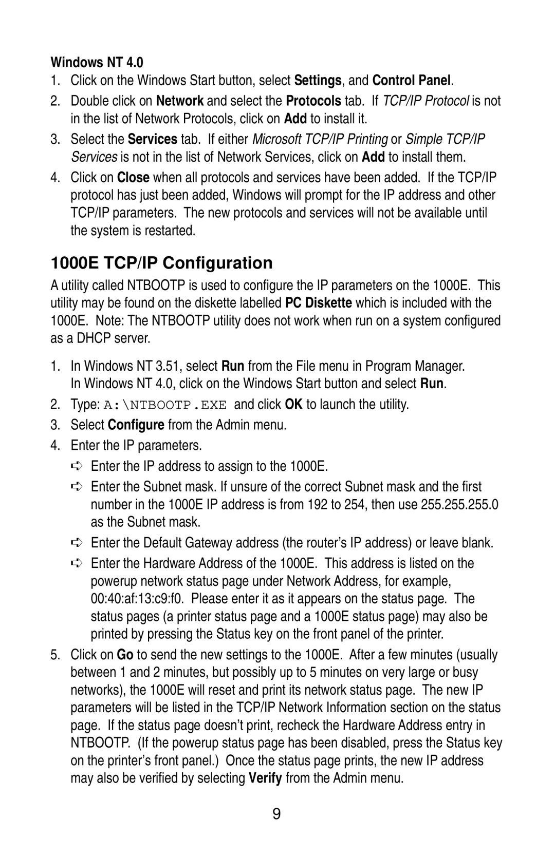 Kyocera manual 1000E TCP/IP Configuration 