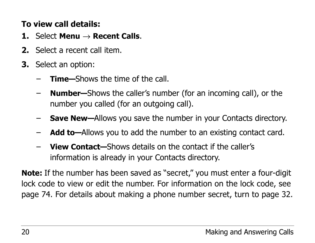 Kyocera 1135 manual To view call details 