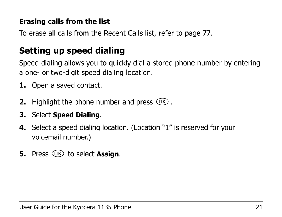 Kyocera 1135 manual Setting up speed dialing 