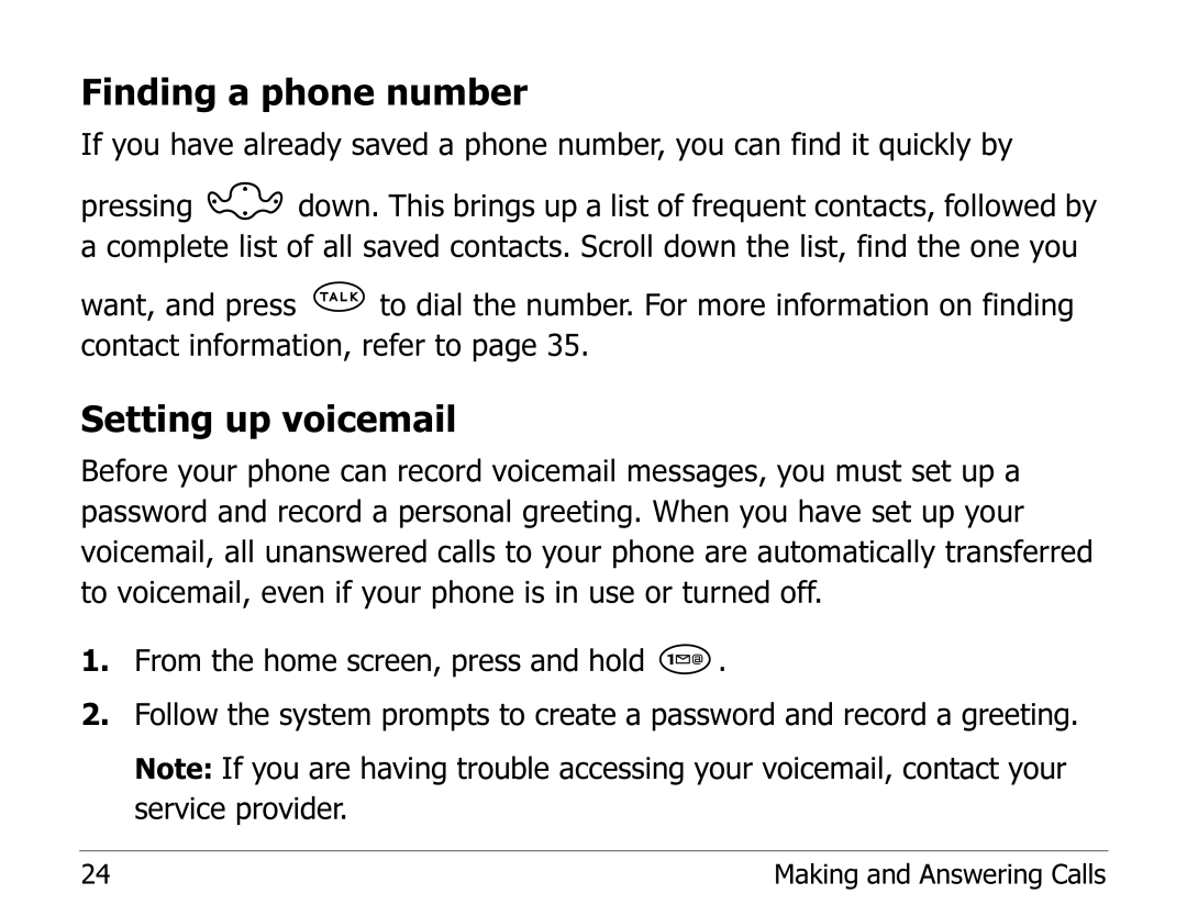 Kyocera 1135 manual Finding a phone number, Setting up voicemail 