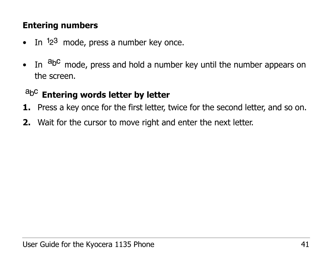 Kyocera manual User Guide for the Kyocera 1135 Phone 