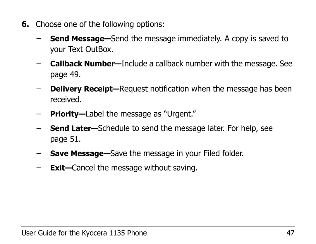 Kyocera manual User Guide for the Kyocera 1135 Phone 