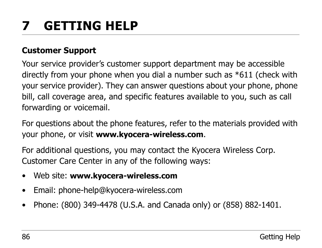 Kyocera 1135 manual Getting Help 