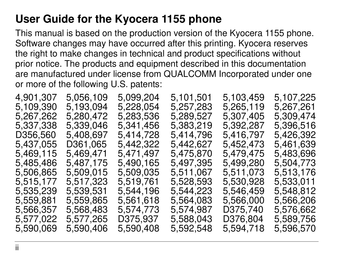 Kyocera manual User Guide for the Kyocera 1155 phone 