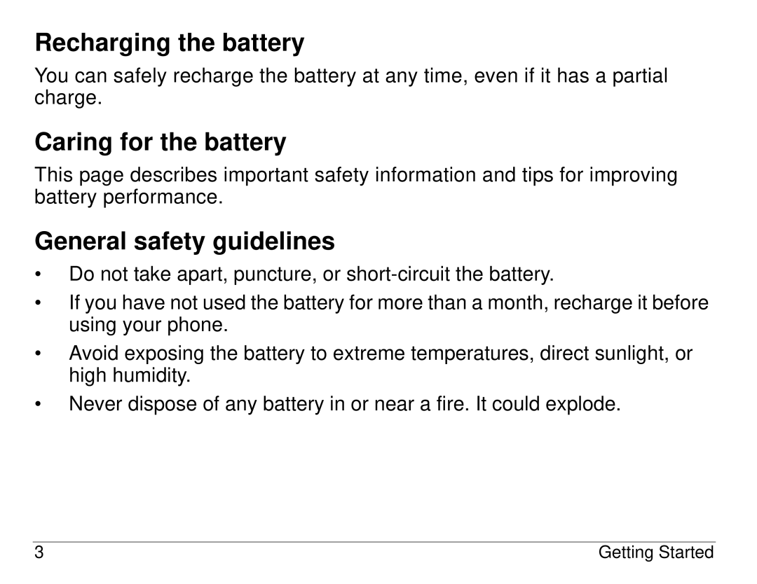 Kyocera 1155 manual Recharging the battery, Caring for the battery, General safety guidelines 