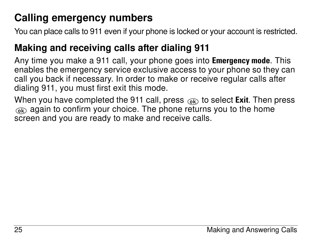 Kyocera 1155 manual Calling emergency numbers, Making and receiving calls after dialing 