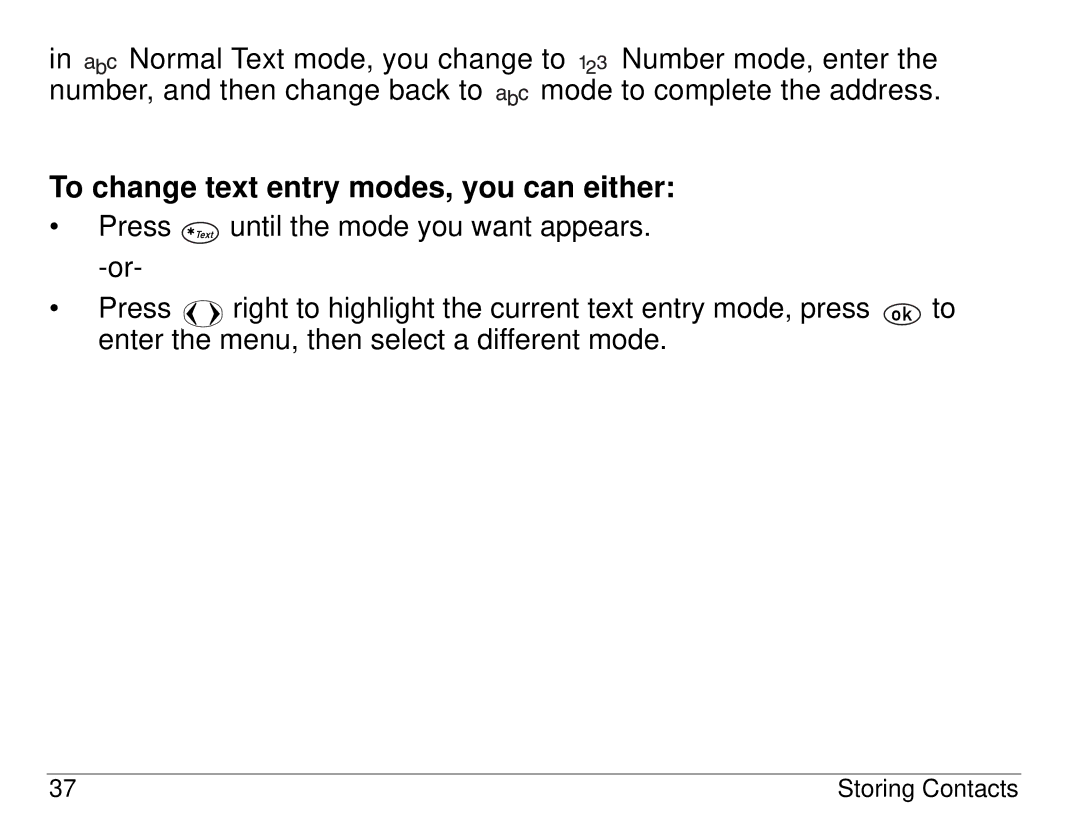 Kyocera 1155 manual To change text entry modes, you can either 