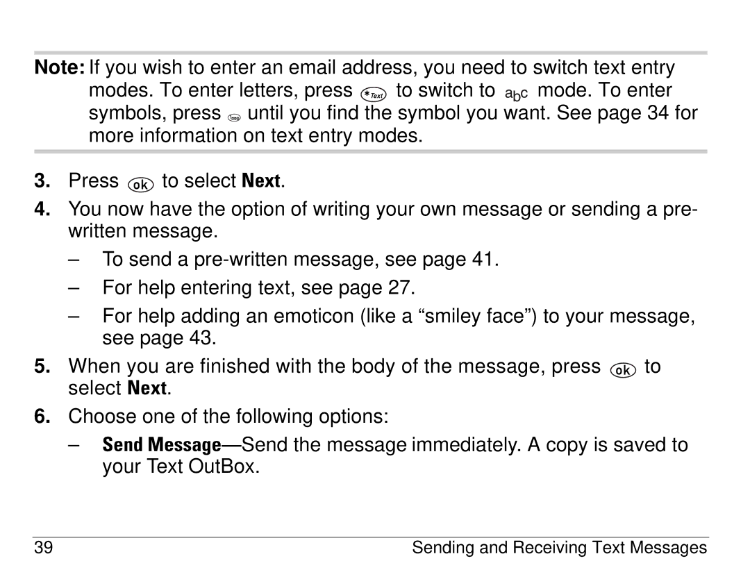 Kyocera 1155 manual Sending and Receiving Text Messages 