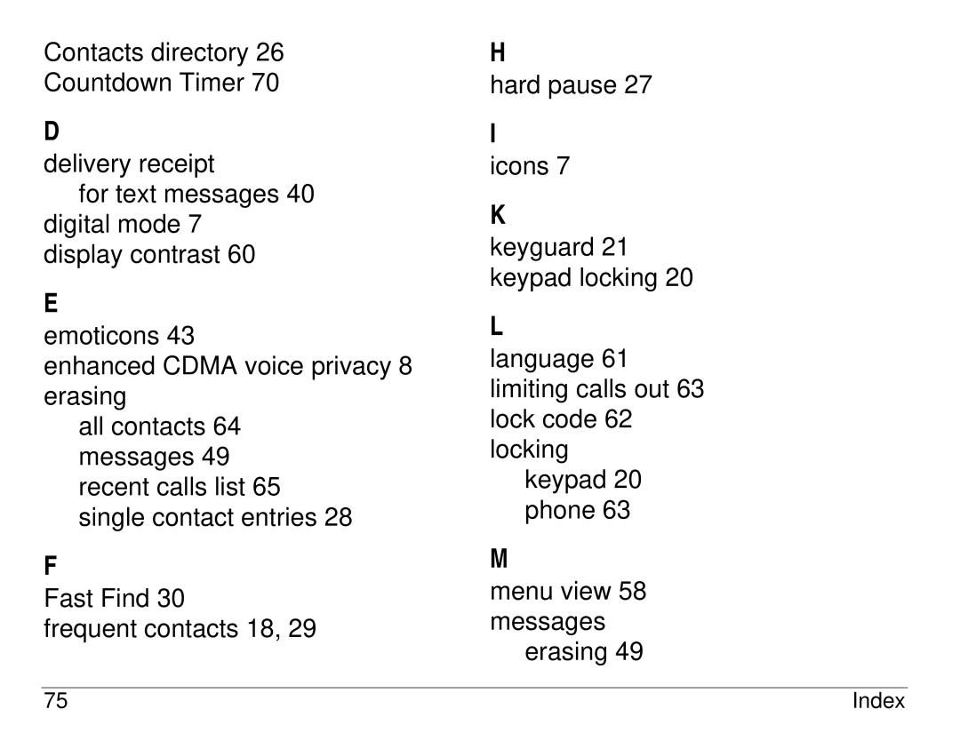 Kyocera 1155 manual Index 