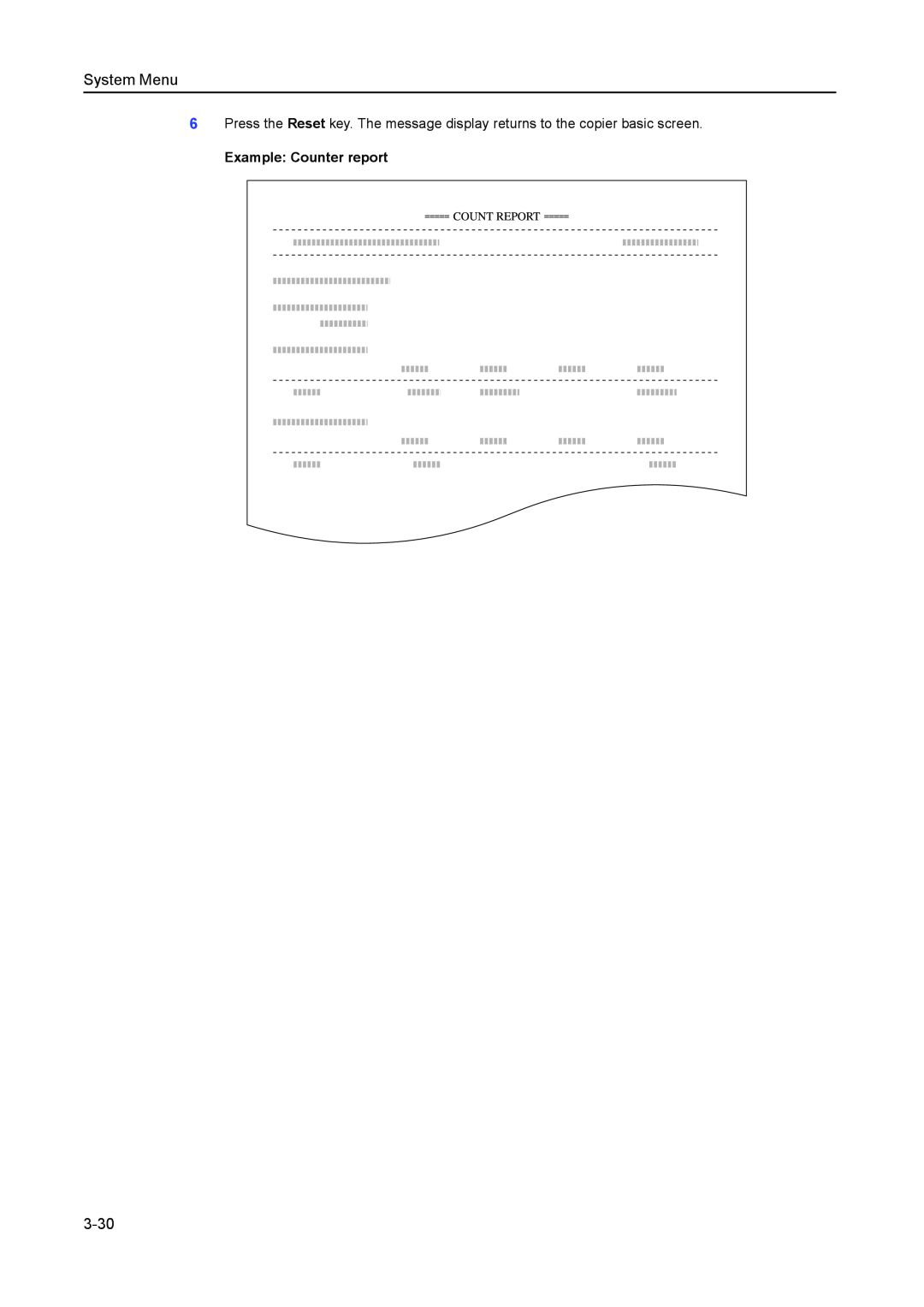 Kyocera 2050, 1650, 2550 manual 3-30, System Menu, Example Counter report 