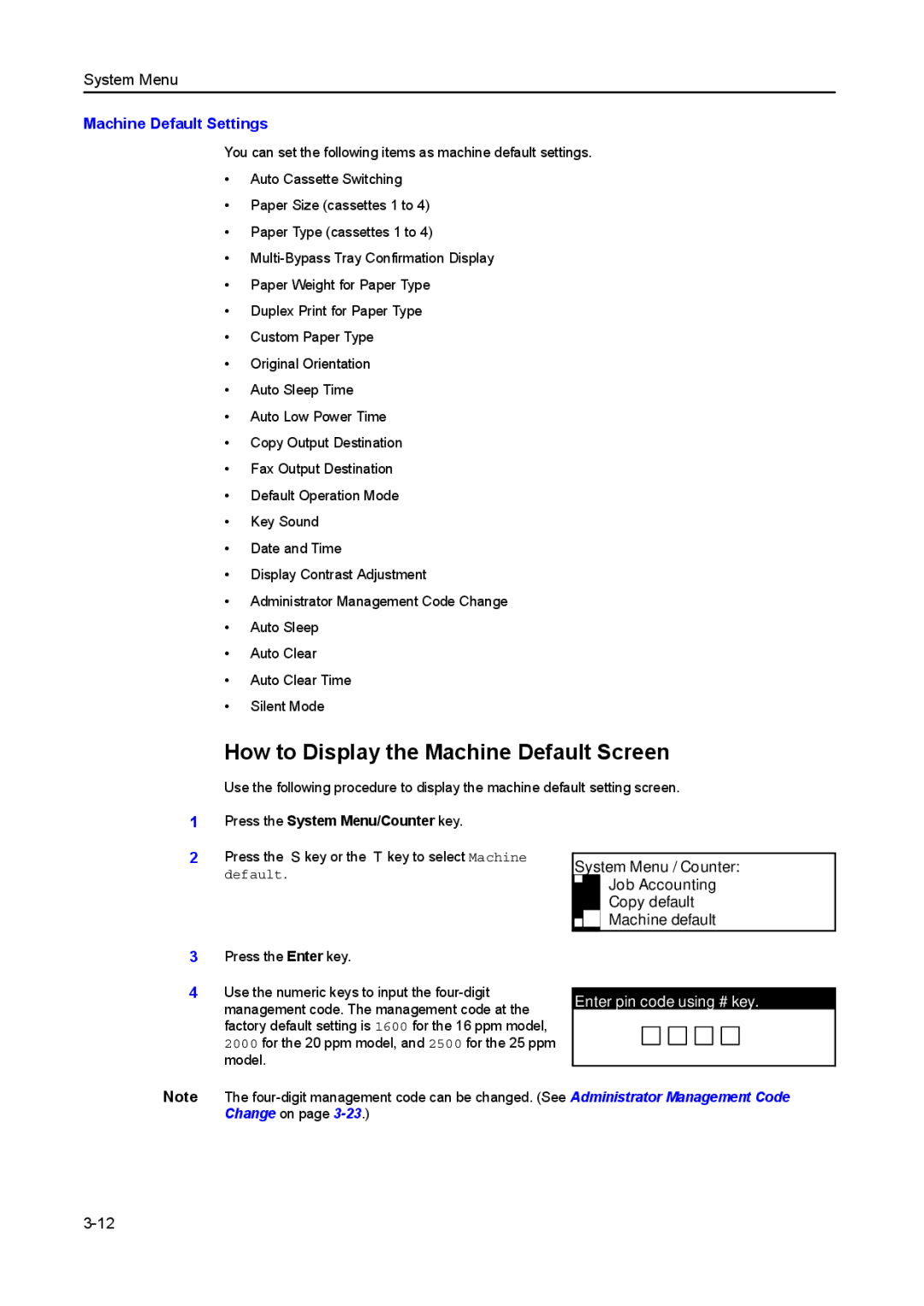 Kyocera 2050, 1650, 2550 manual How to Display the Machine Default Screen, Machine Default Settings 