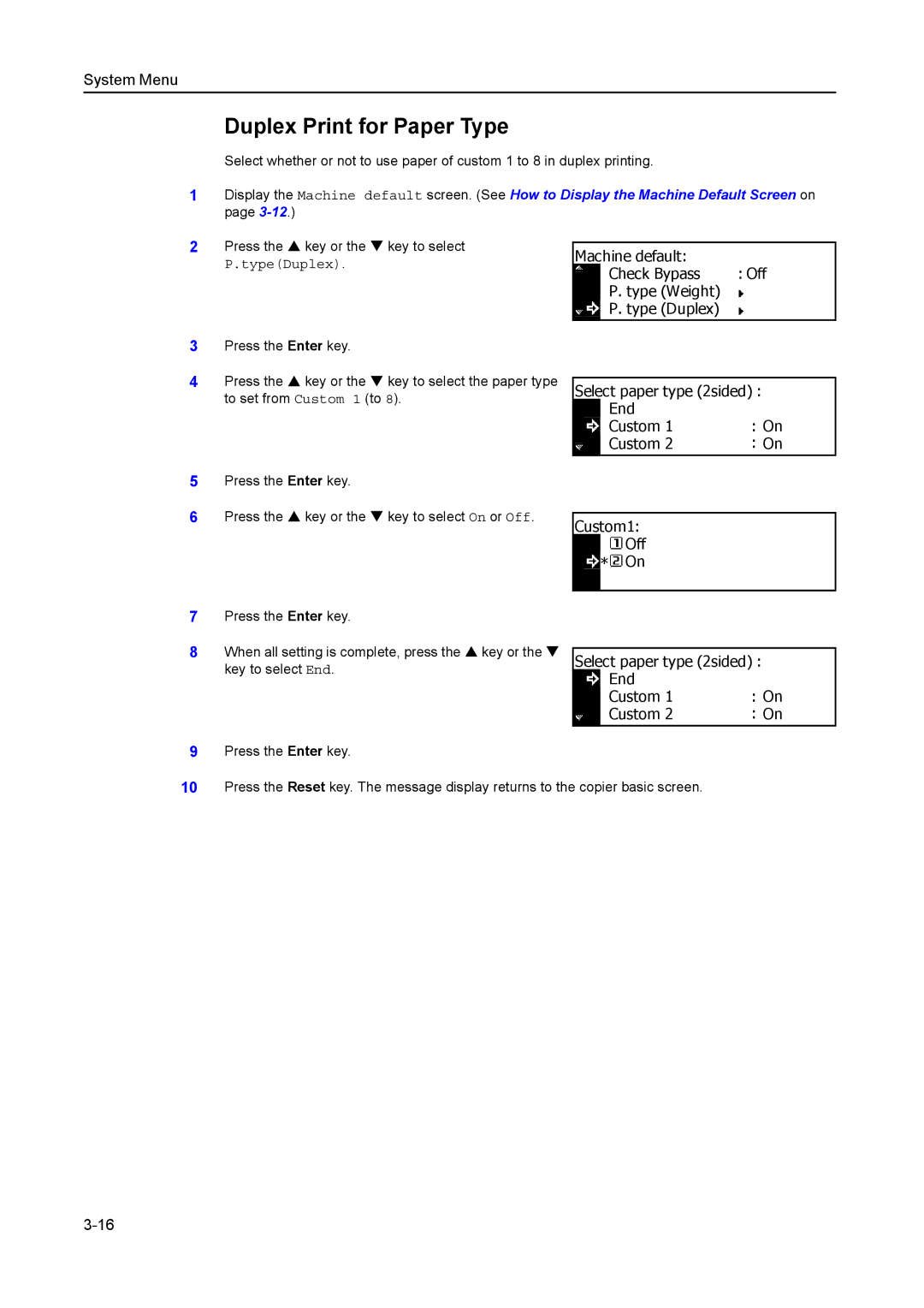 Kyocera 1650, 2050, 2550 manual Duplex Print for Paper Type 