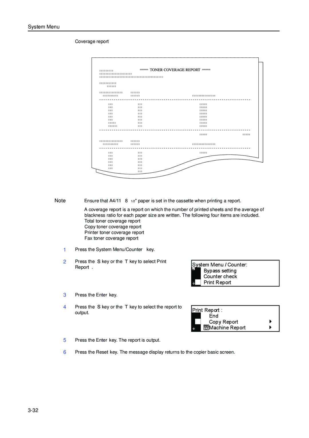 Kyocera 2550, 2050, 1650 manual Print Report, Copy Report, Machine Report 