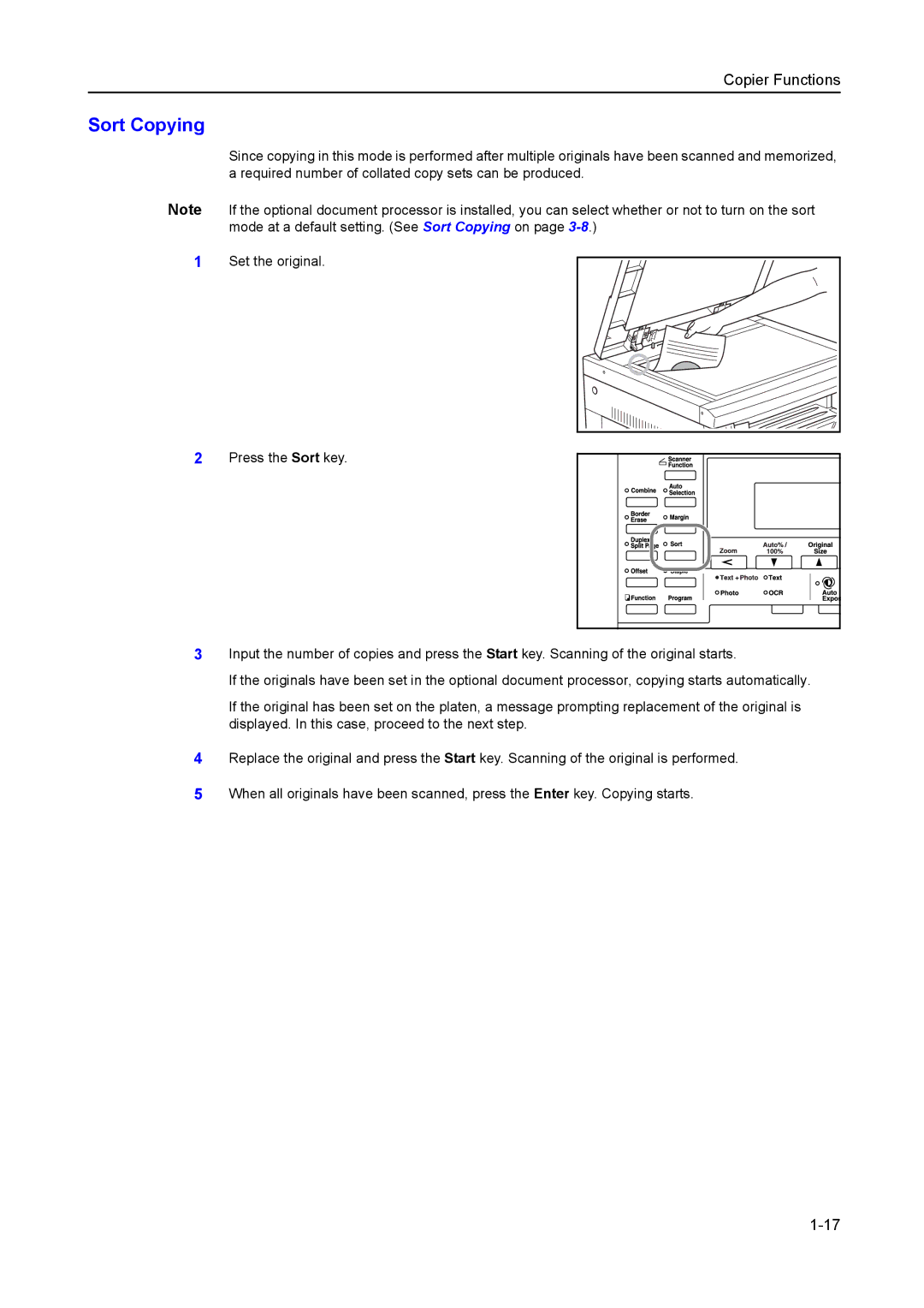 Kyocera 1650, 2050, 2550 manual Sort Copying 