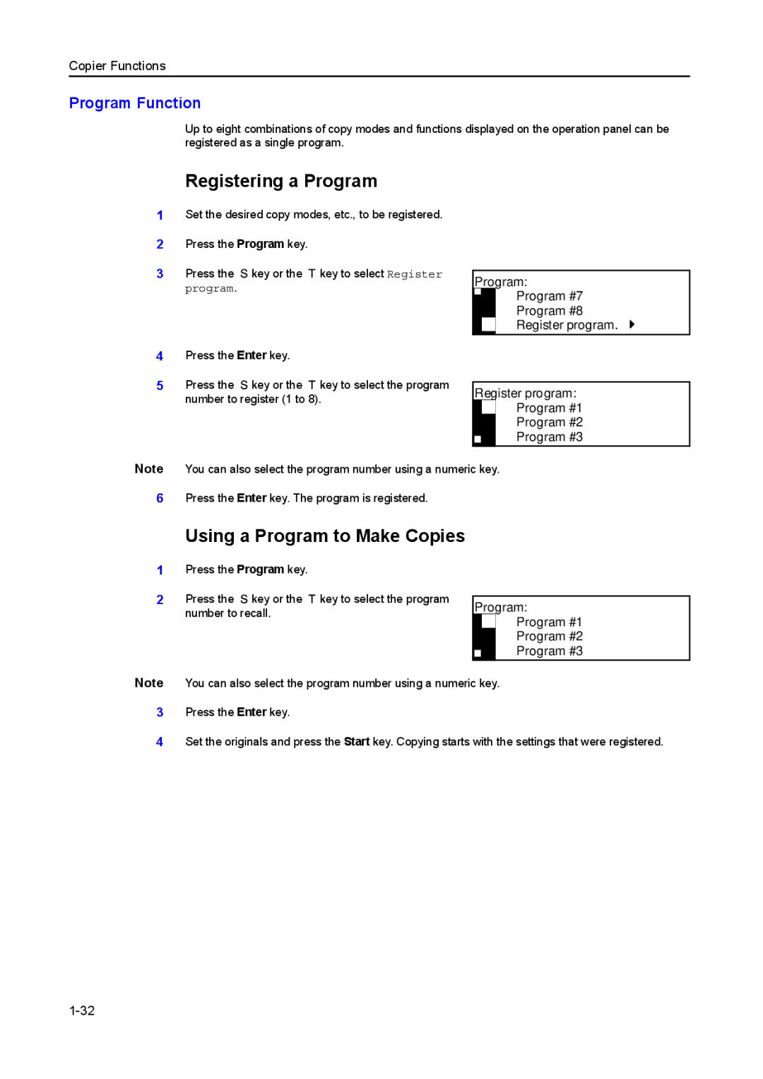 Kyocera 1650, 2050, 2550 manual Registering a Program, Using a Program to Make Copies, Program Function 