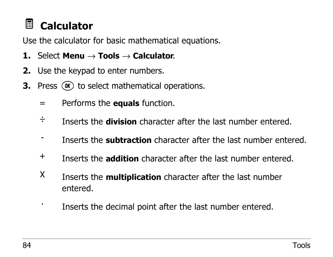 Kyocera 2100 Series manual Calculator 