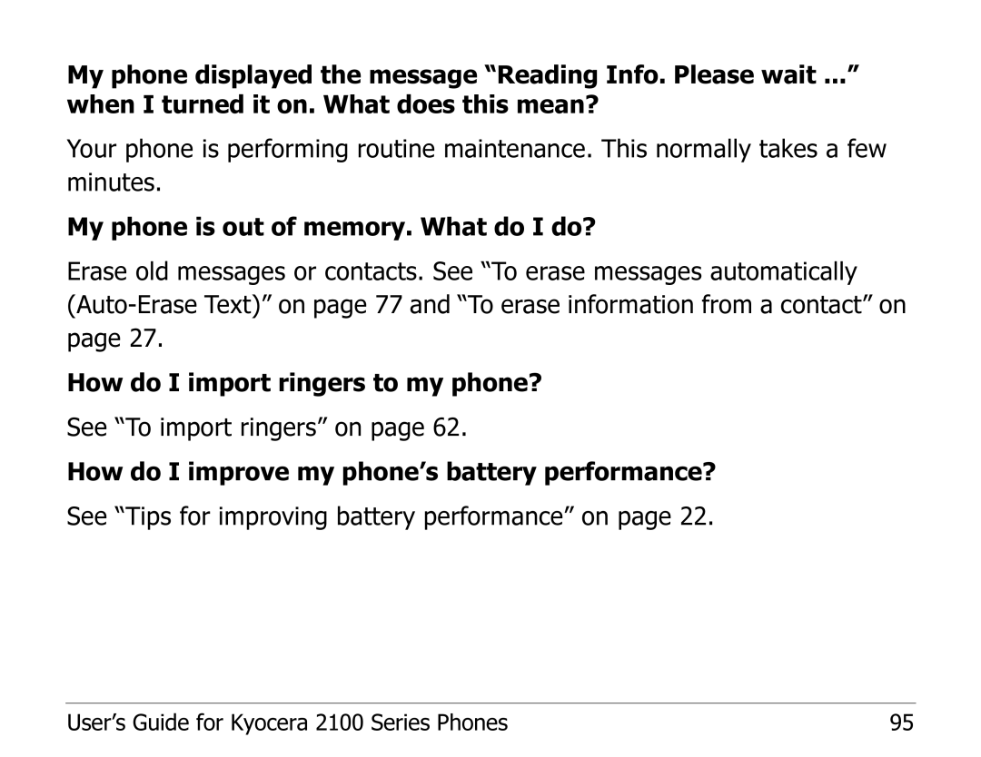 Kyocera manual User’s Guide for Kyocera 2100 Series Phones 