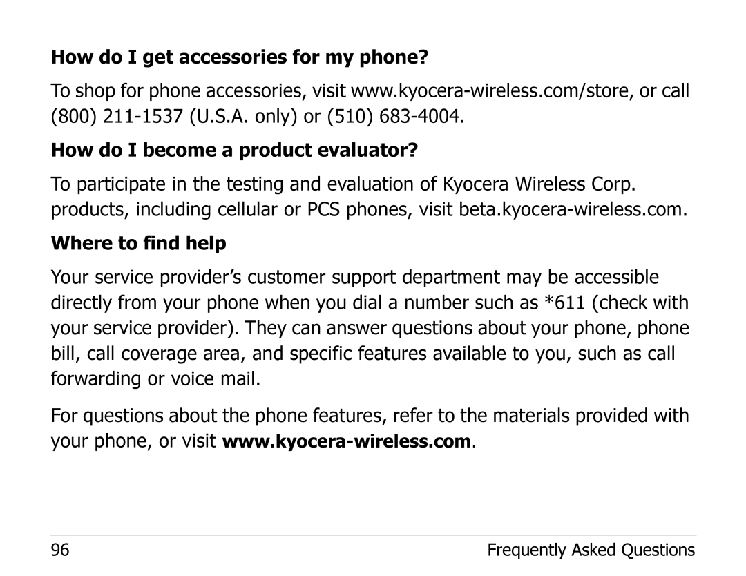 Kyocera 2100 Series manual Frequently Asked Questions 