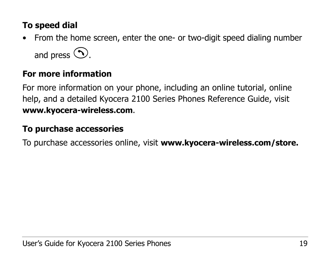 Kyocera manual User’s Guide for Kyocera 2100 Series Phones 