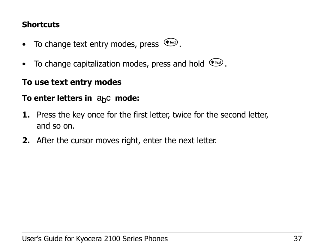 Kyocera 2100 Series manual Shortcuts 