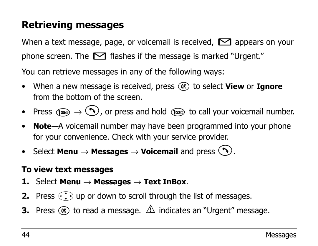 Kyocera 2100 Series manual Retrieving messages 