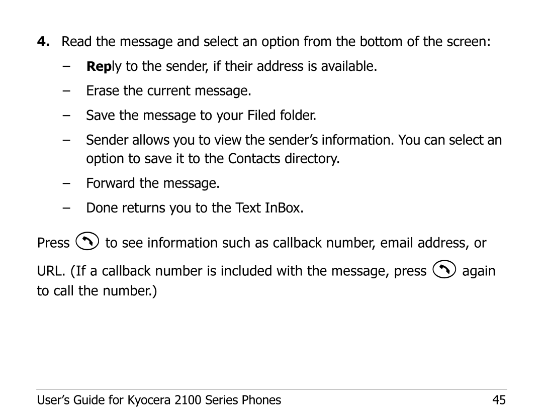 Kyocera manual User’s Guide for Kyocera 2100 Series Phones 