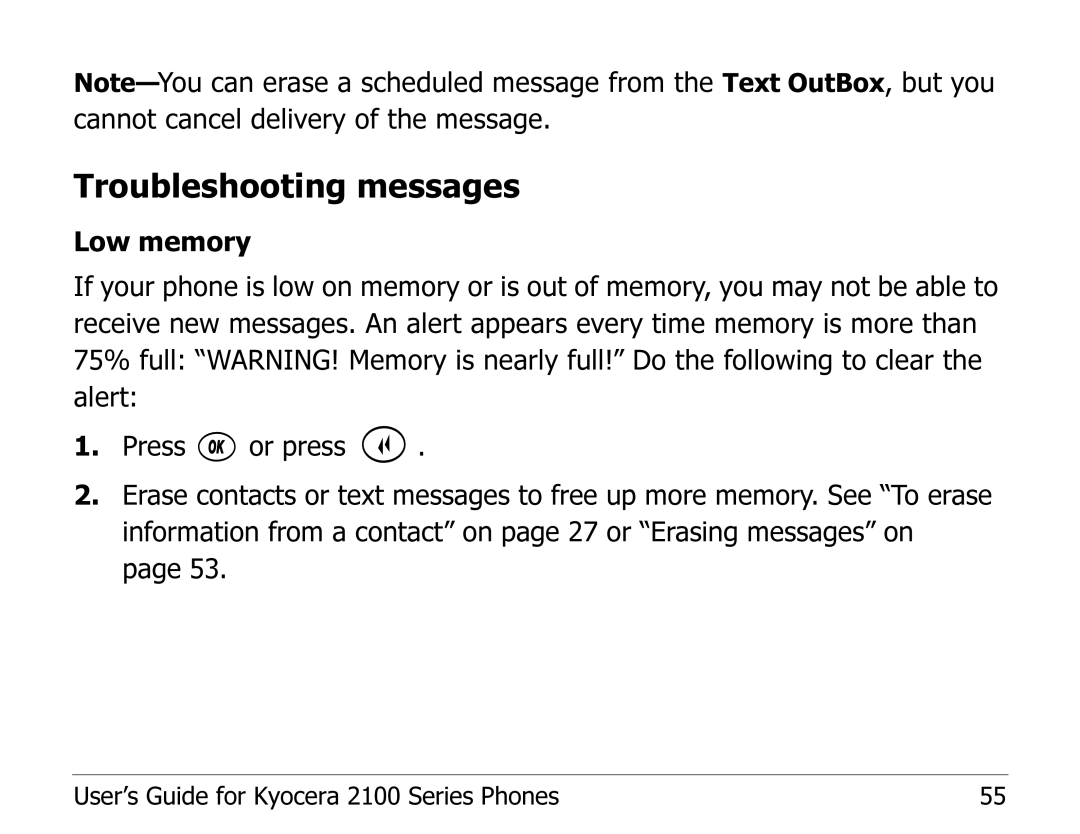 Kyocera 2100 Series manual Troubleshooting messages 