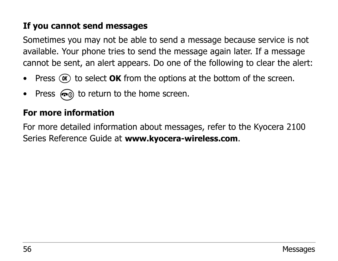 Kyocera 2100 Series manual Messages 