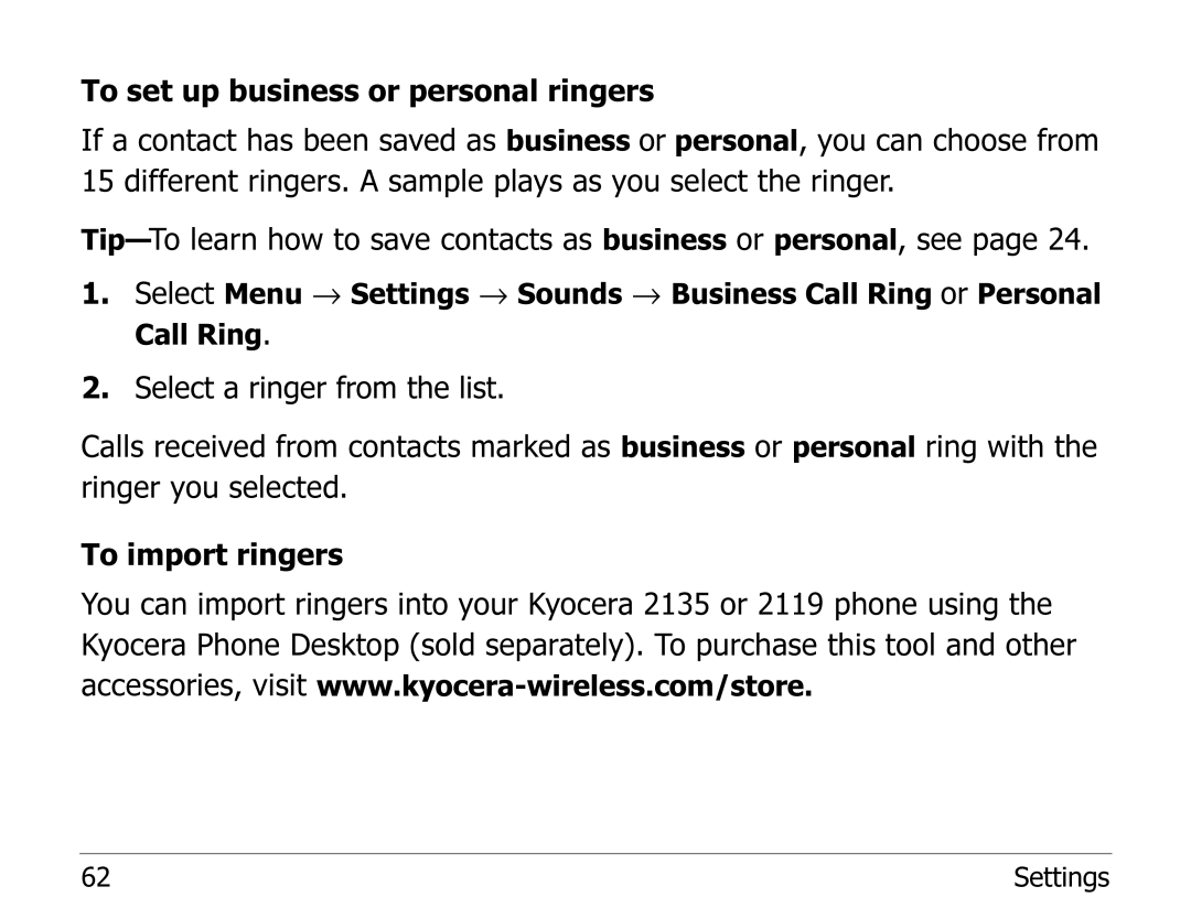 Kyocera 2100 Series manual Settings 