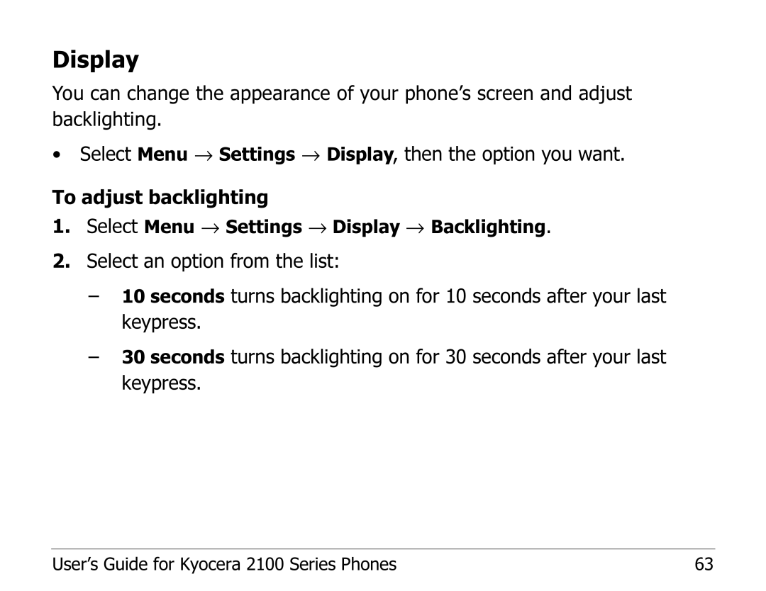 Kyocera 2100 Series manual Display 