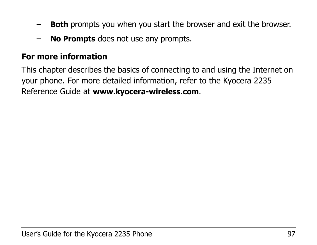 Kyocera manual User’s Guide for the Kyocera 2235 Phone 