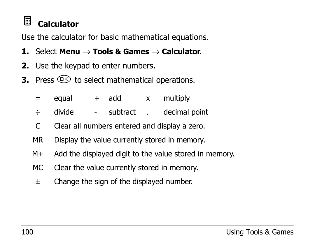 Kyocera 2235 manual Select Menu → Tools & Games → Calculator 