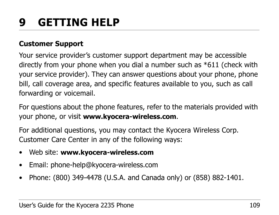 Kyocera 2235 manual Getting Help 