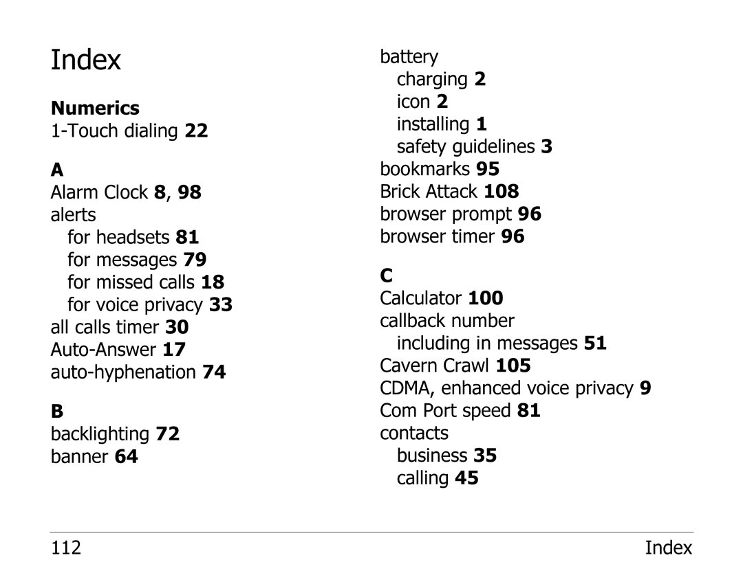 Kyocera 2235 manual Index 